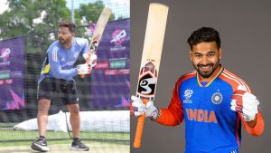 Rishabh Pant practicing in the nets for Team India ahead of the T20 World Cup